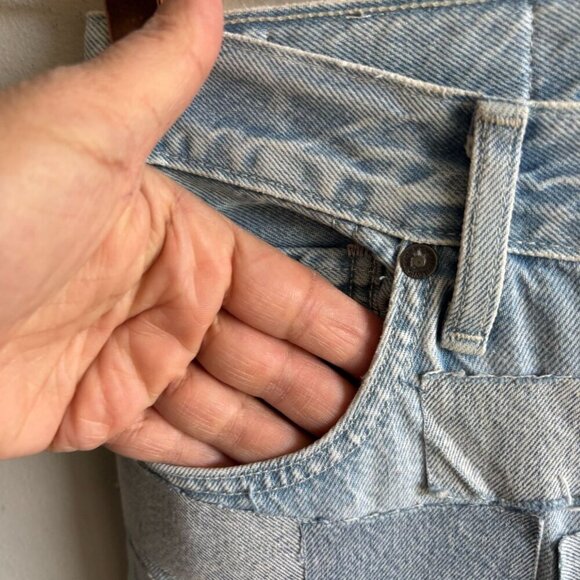 Levis Women Straight Leg High Rise Column Taper Patchwork Jeans Denim Size 25 30 - Picture 8 of 14